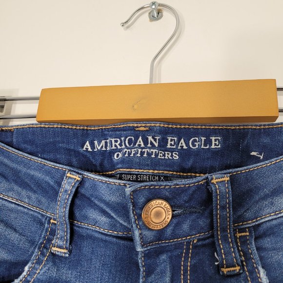 American Eagle Outfitters | Blue Mid Wash Jegging Jeans Stretch Whiskered 4 - Picture 2 of 11